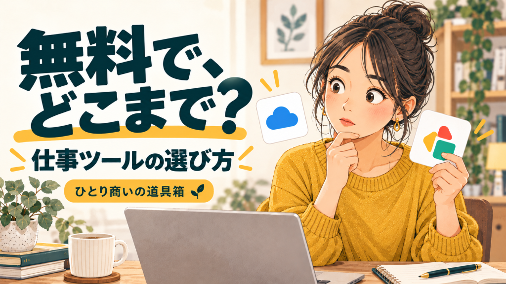 無料の仕事ツールを選ぶとき、先に見ておきたい5つのことのイメージイラスト