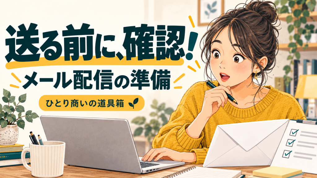 初めてのメルマガ、送信ボタンを押す前に確認したいことのイメージイラスト